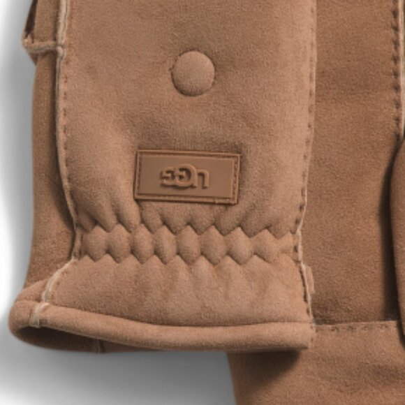 NEW  UGG Men's Genuine Shearling Sheepskin Flip Top Mittens chestnut 864tn - Picture 3 of 3